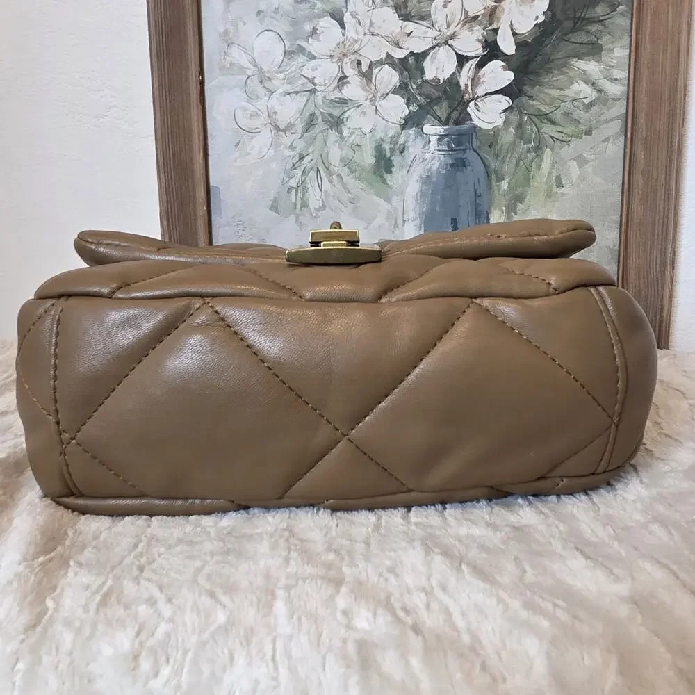 Steve Madden Bterra Tan Quilted Faux Leather Bag Top Handle Crossbody